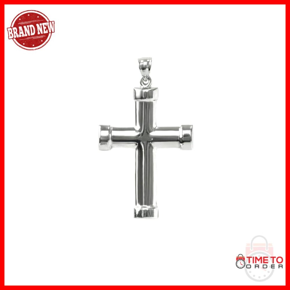 Sterling Silver Cross Pendant for Men and Women, Rhodium Plated, Tarnish